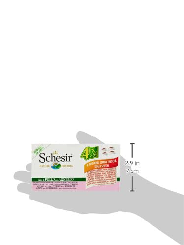 Schesir Dog Multi Pack Chicken Fillets With Lamb,Wet Food In Jelly For Dogs 4X85G