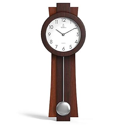Pendulum Wall Clock Battery Operated Modern Pendulum Clock 23 . 5 x 8 . 5 inch Silent Wooden
