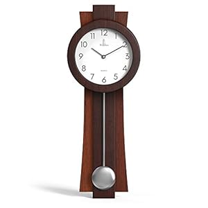 Pendulum Wall Clock Battery Operated – Modern Pendulum Clock 23.5×8.5 inch – Silent Wooden Decorative Wall Clock with Pendulum for Living Room -Contemporary Wall Clock for Office and Home Décor
