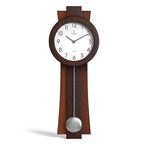 Pendulum Wall Clock Battery Operated - Modern Pendulum Clock 23.5x8.5 inch - Silent Wooden Decorative Wall Clock with Pendulum for Living Room -Contemporary Wall Clock for Office and Home Décor