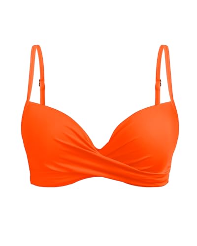 Aqua Eve Women Underwire Bikini Top Only - 2025 Push Up Swim Top Padded Bra Swimsuit, Orange, Large