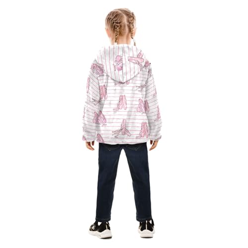 Girls Boys Fleece Jacket Coat for Toddler Ballet Shoes Pattern with Pockets, Zip Up Hoodie Winter Warm Outerwear Size 4T4