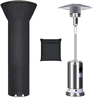 Hualedi Patio Heater Covers with Zipper and Storage Bag,Waterproof,Dustproof,Wind-Resistant,Sunlight-Resistant,Snow-Resistant,Black,89'' Height x 33" Dome x 19" Base
