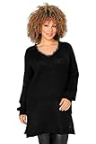 longpullover mit spitze Spitze im V-Ausschnitt MIAMODA Damen große Größen Übergrößen Plus Size Long-Pullover, V-Ausschnitt mit Spitze schwarz 46 202748100-46