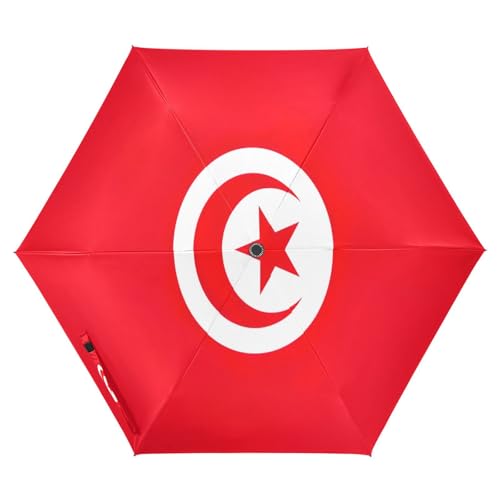Joitme Parapluie pliable en plastique avec drapeau de la Tunisie pour professionnels
