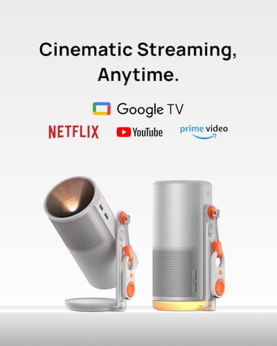 Image of XGIMI 2025 MoGo 4 Portable DLP Projector, 1080P FHD, 450 ISO Lumens, GTV & Licensed Netflix,4K Support,2.5Hr Battery,360Adjustable Stand,2x6W Harman Kardon Speakers, Sunset Filter