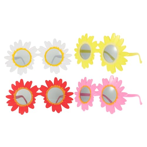 BESPORTBLE Funny Sunflower Glasses Set 4pcs Round Party Glasses Lightweight Sturdy Unique Design Great for Dance Party Bar Beach Decor
