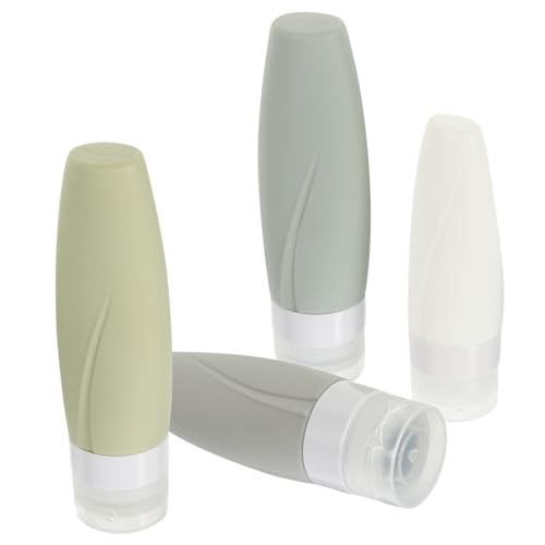 LIFKOME 4個 シリコン製トラベルボトル 液漏れ防止詰め替え容器旅行用トイレタリーボトル小型収納化粧品シャンプーシャワージェル用