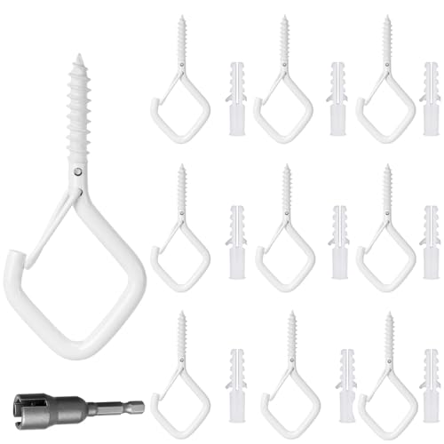 CANGCANG 10 Piezas Gancho De Techo,Ganchos atornillables,Gancho Atornillable Para Colgar Tazas,Hembrillas Cerradas Gancho Atornillable para Colgar Tazas, Macetas, Luces (Blanco)