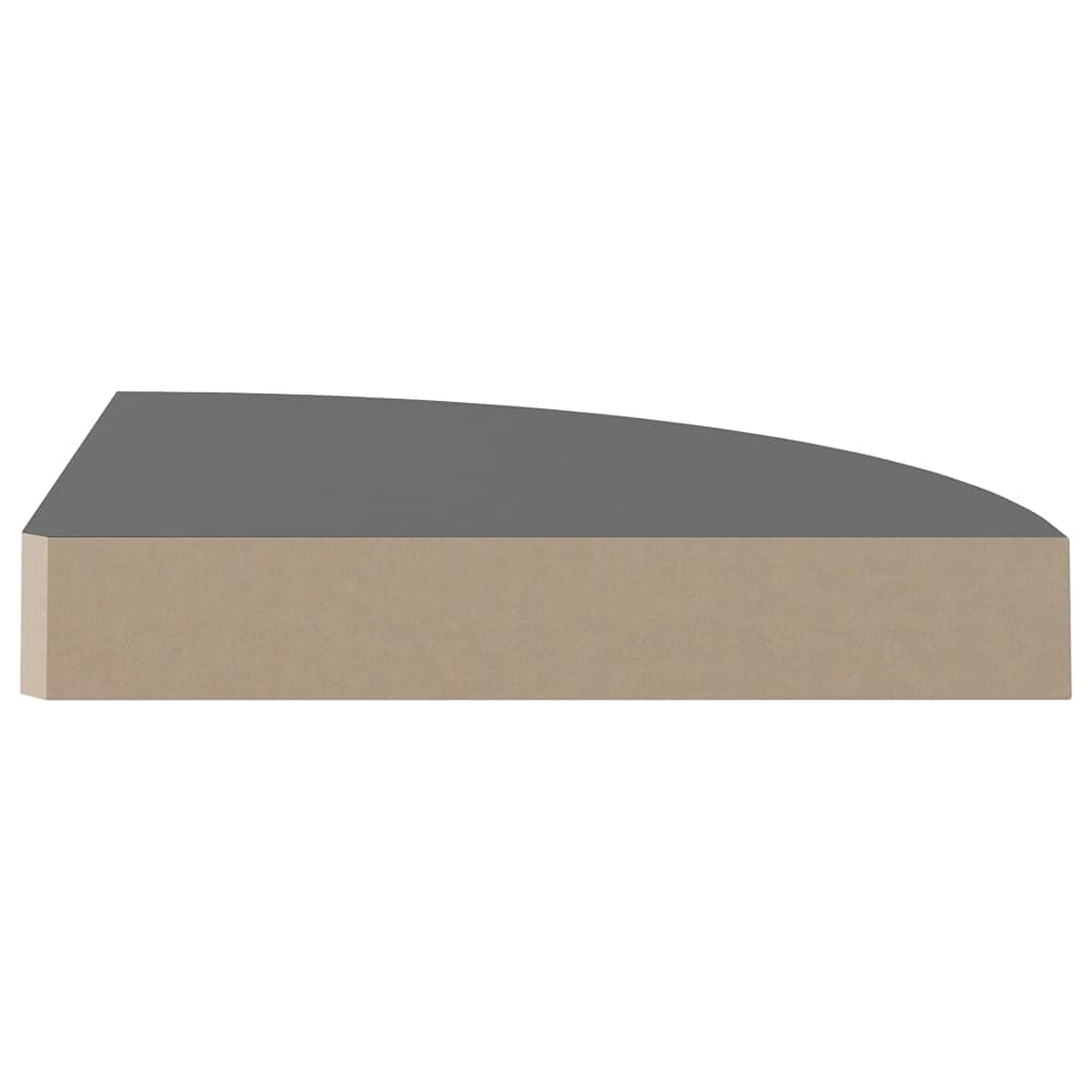 Eck-Schweberegale 4 STK. Hochglanz-Grau 25x25x3,8 cm MDF Wabenplatten-Design Metall Wandhalterung Unsichtbares Befestigungssystem Stabile Aufbewahrung für Bücher und Deko