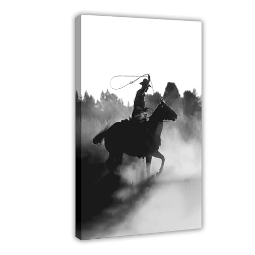 OIQUTGNG Póster de lienzo de vaquero blanco y negro para pared, 60 x 90 cm