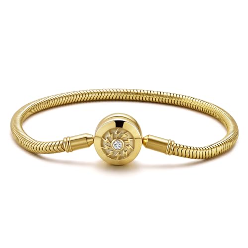 925 Sterling Silver Bracelets for Women, Snake Chain Charm Bracelet Fully Compatible with Pandora Charms, Non Tarnish Jewelry Gifts, Fits Any Charm Gift for Women