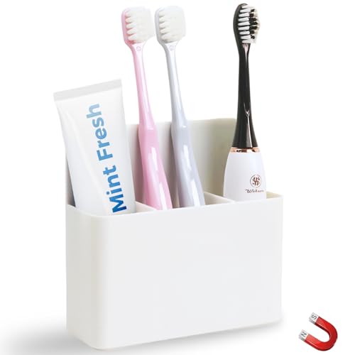 Magnetic Toothbrush Holder for Cruise Ship Cabins Cruise Essentials 2026 & Travel Must Haves Wall-Mounted Cruise Bathroom Organizer for Alaska & Caribbean Staterooms (White)