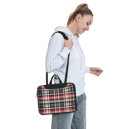 Bolsa de hombro para laptop unisex a cuadros antiguos miniatura 3