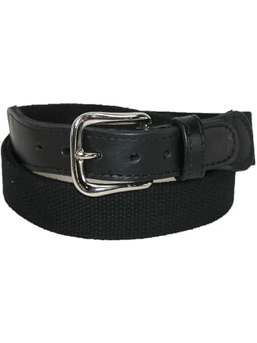 Boston Leather Men's Cotton Web Belt with Leather Tabs, 40, Black4