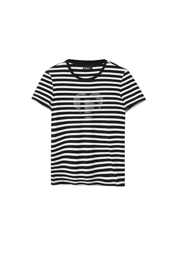 Desigual Femme À Manches Courtes en Tricot pour T-Shirt, Blanc., S EU