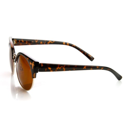 zeroUV Round Circle Half Frame Semi-Rimless Cateye Sunglasses2