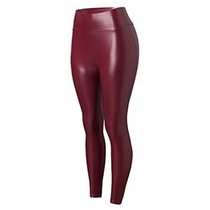 Generisch Joggpants Damen Glänzende Leggings Burgunderrot