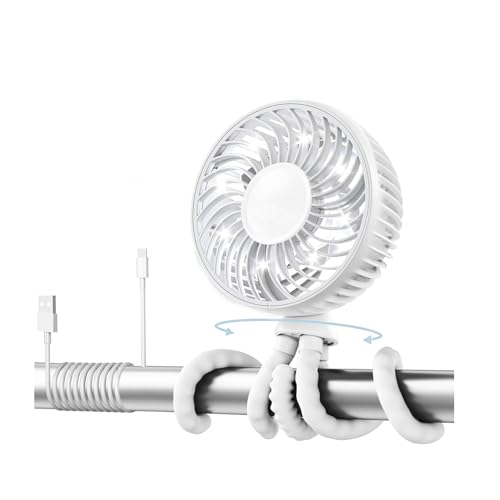 Ventilador Portátil Recarregável USB para Carrinho de Bebê e Mesa...