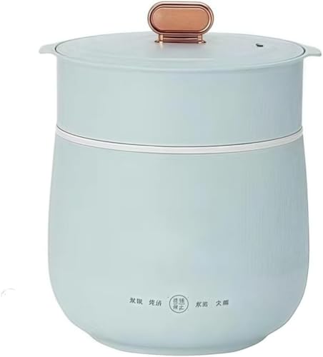 Ambety 炊飯鍋 多機能1.6L小型ミニおかゆ調理モード一人暮らし 保温予約機能 ご飯を炊く時短 簡単料理 蒸し料理 持ち運び便利付き おしゃれで持ち運びやすい 一人暮らし用 炊飯鍋 車中泊 おしゃれ (ブルー,炊飯器 + 蒸し器)
