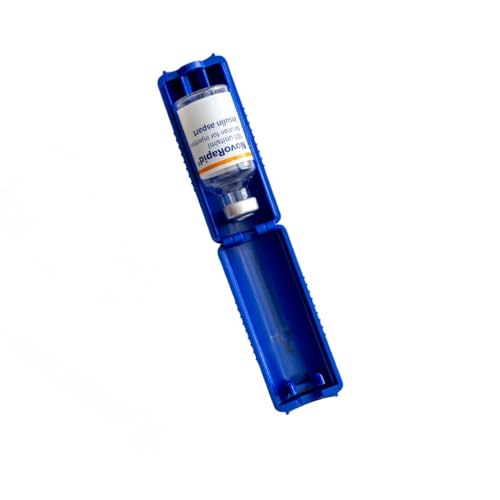 1ml U-100 disposable syringe T1me Vial Syringe Insulin Filling Support (BD Micro-Fine and other insulin syringe), Insulin transfer device for diabetes, Bottle Protector Case, Vial Holder (Blue)