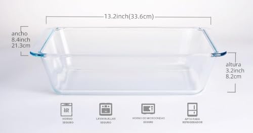Molde para hornear de vidrio templado rectangular transparente de gran capacidad 7
