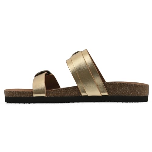 Image of WHITE MOUNTAIN Women's Hardball Double-Buckle Signature Comfort-Molded Footbed Sandal