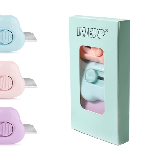 Box Cutters 3-Pack - Retractable Letter Openers with Cloud Design