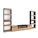 Skraut Home | Mobile Soggiorno TV | Parete Attrezzata Soggiorno | 320x186x35cm | Per TV fino a 80' | Camino elettrico | Stile moderno | Rovere e nero immagine