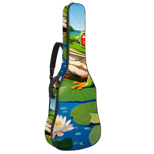 Housse de guitare acoustique 41 pouces étanche à motif grenouille mignonne pour transport