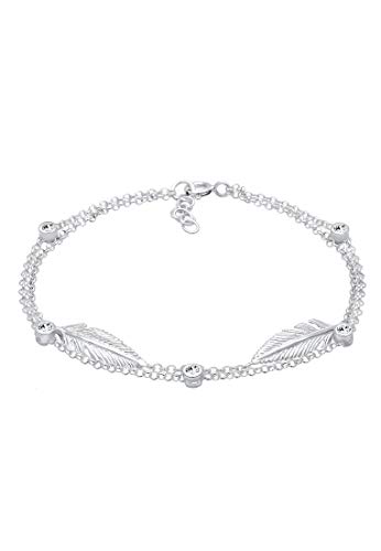 Elli Armband Damen Feder Anhänger Layer mit Kristalle in 925 Sterling Silber