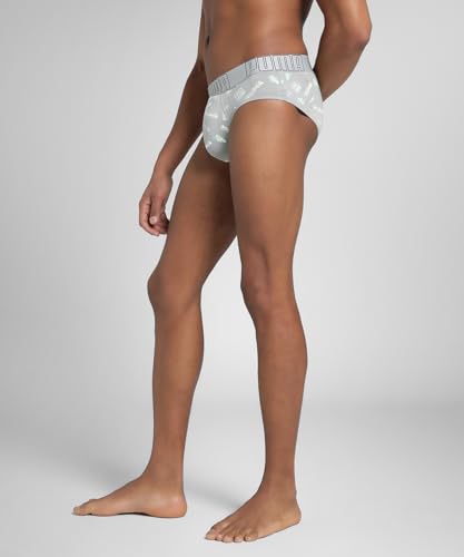 Image of Puma Bamboo Men's Printed Briefs - Gray Violet - White - Black