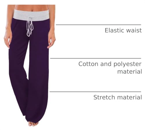 Image of iChunhua Women's Comfy Stretch Floral Print Drawstring Palazzo Wide Leg Lounge Pant