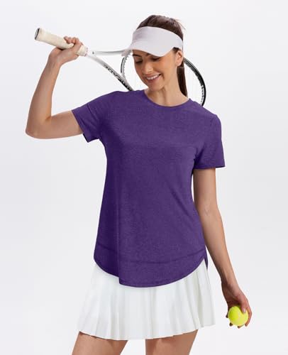 Womens Workout Tops Short Sleeve Shirts with Sun Protection Trendy Spring Summer Outfits S-3XL4