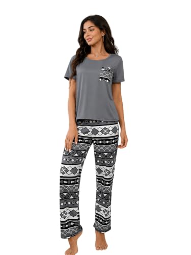 Image of LITZO Womens Night Suit || Printed Round Neck Short Sleeve Nightsuit Set | Pajama Set | Casual Night Dress for Women (L-25-27)
