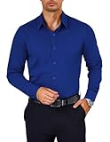 COOFANDY Royal Blue Dress Shirt for Men Wrinkle Free Long Sleeve Button Down Shirts Formal Business Shirts