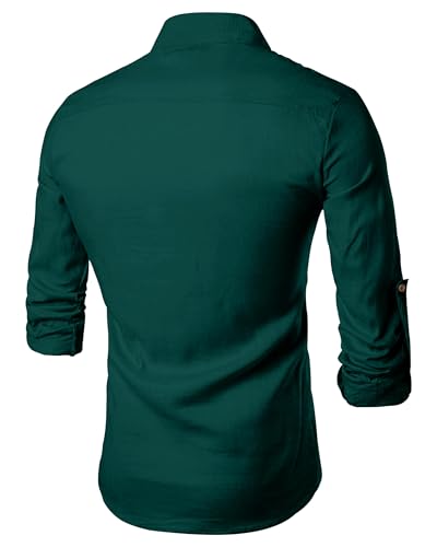 Image of Zombom Men's Cotton Blend Solid Casual Regular Fit Mandarin /Chinese Collor Short Full Sleeve Kurta for Men