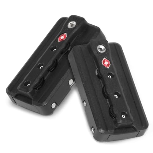 Image of 2-Pack TSA Approved Luggage Locks, 3-Digit Combination Replacement Lock for Zipperless Aluminum Suitcase, External Mount Travel Lock for Hard Shell Luggage (Black) JS-6050
