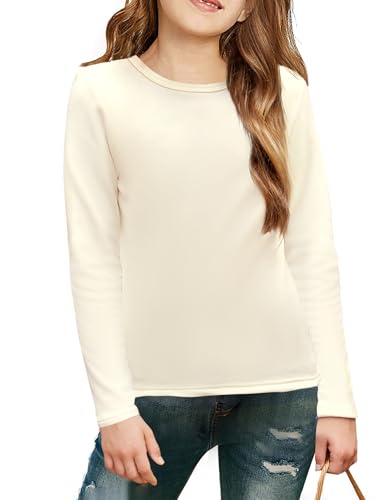 Arshiner T-Shirts für Mädchen Beige Langarmshirt Einfarbig...