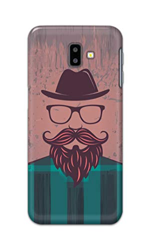 Image of PRINTFIDAA Man Icon with Beard Shirt Hipster Printed Designer Hard Case for Samsung Galaxy J6 Plus (2018) (6.0 inch), SM-J610FN / DS Back Cover -(e) RPM1001