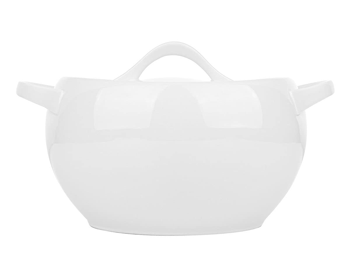GALICJA Modern Suppenschüssel Suppenschale Suppenterrine mit Deckel aus Porzellan Moss 3,5 L