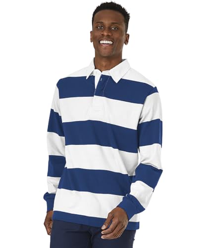 Image of Charles River Apparel Unisex Classic Rugby Shirt, Premium Cotton Jersey with Yarn-Dyed Stripe Design