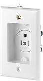 Eaton TR775W-SP Tamper Resistant Single Recessed Receptacle with Clock Hanger with 15-Amp, 125-Volt, NEMA 5-15, White