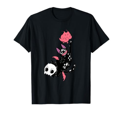 Camisa Kawaii de gato negro pastel gótico Halloween amante de los gatos extraños Camiseta