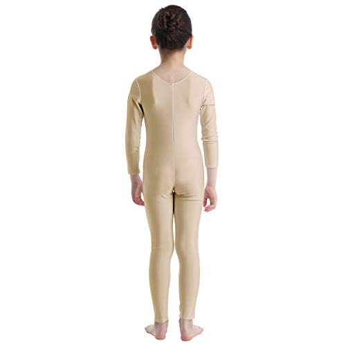 Inlzdz Kids Boys Girls Full Length Unitard Solid Color Bodysuit Long Sleeves Ballet Dance Gymnastic Leotard Jumpsuit Nude 5-6 #TOP2