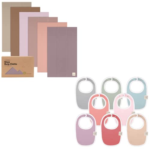 Image of KeaBabies 6-Pack Baby Burp Cloths for Boys and Girls and 8-Pack Baby Bandana Drool Bibs - Cotton Burping Clothes for Infant, Stylish Unisex Drooling and Teething Bibs for Kids