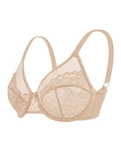 Image of HSIA Minimizer Bras for Women Enchante Full Coverage Underwire Bras Plus Size Lifting Floral Lace Bra for Heavy Breast