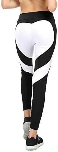 COLAFAN Yoga Pants Foreign Trade Love Butt Heart Splicing Yoga Leggings Hip high Waist Leggings Women (White on Black,M)