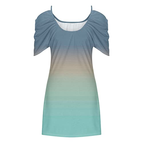 Vifucz Women Sleeve Dresses Gradient Dresses Homecoming Dresses for Women Crewneck Hawaiian Pleated Dresses4