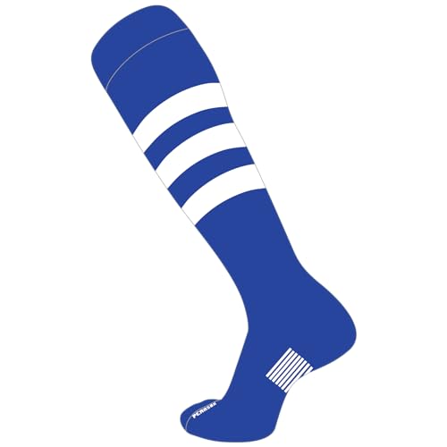 PEAR SOX Pearsox Nylon Knee High Stock Slugger Socks - Seamless Toe, Moisture Wicking, Arch Support Socks with stripes